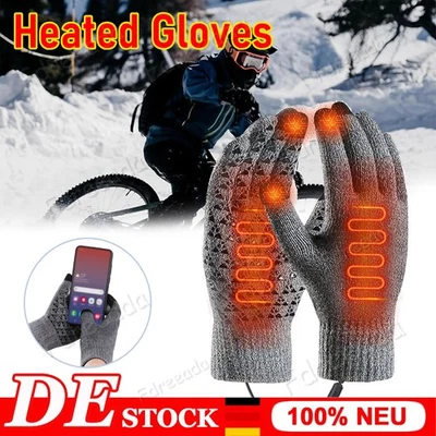 MARKENLOS USB Beheizbare Handschuhe Winter Warm Heizhandschuhe Herren Damen Ski Handschuhe