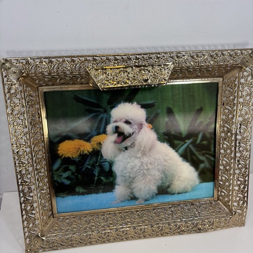 Vintage 3D Lenticular Hologram - Poodle Dog - Light Up Frame - Mid Century - Picture 5 of 14