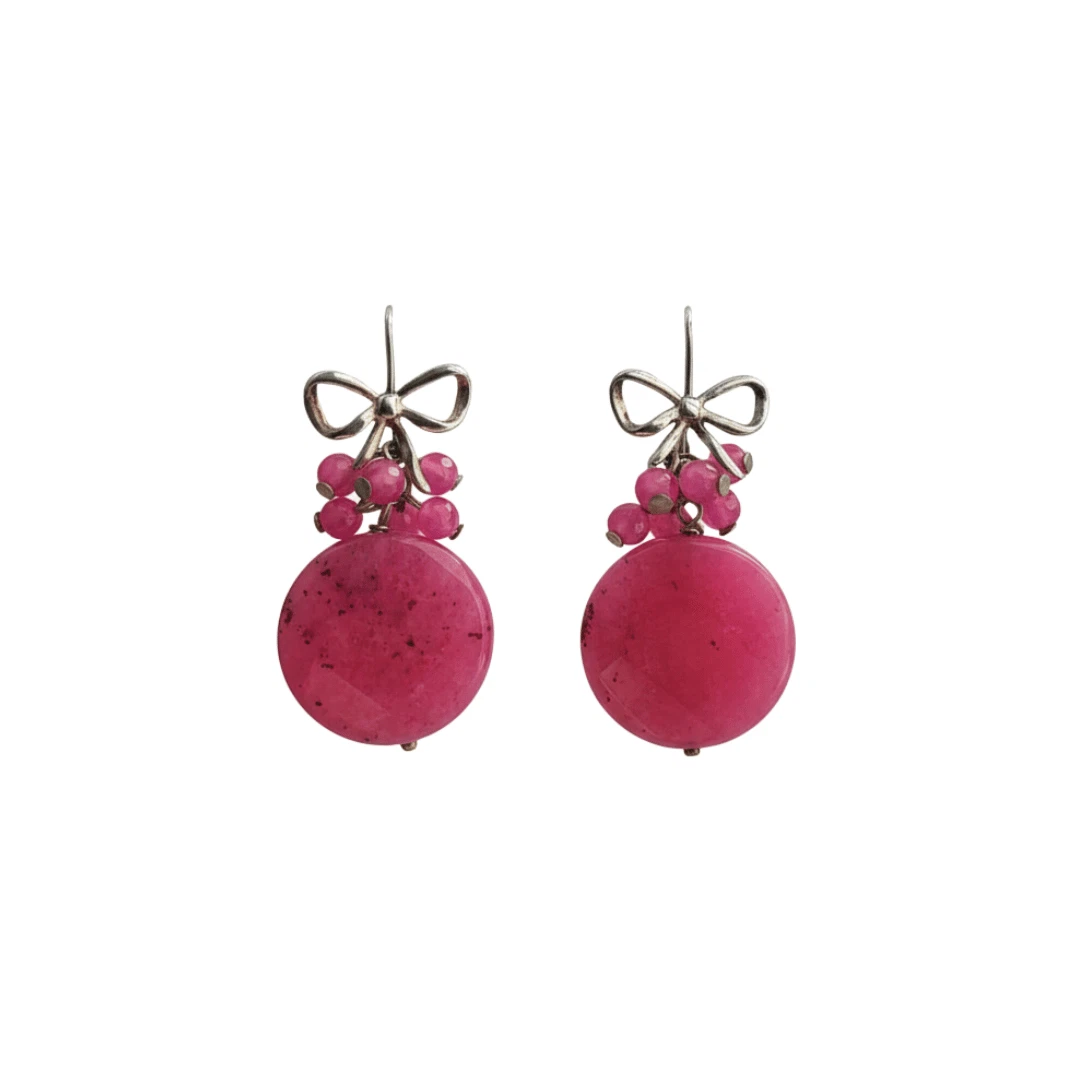 Orecchini Pendenti A Goccia Philip Jones In Quarzo Rosa Con Chiusura A Gancio, Placcati Argento - Eleganti E Ipoallergenici