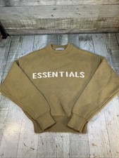 Essentials Fear of God Youth Small 6-7 Tan Knit Logo Crewneck Sweater