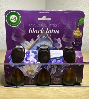 Air Wick Essential Mist Black Lotus & Violet Fragrance Refills 3 Pack - New