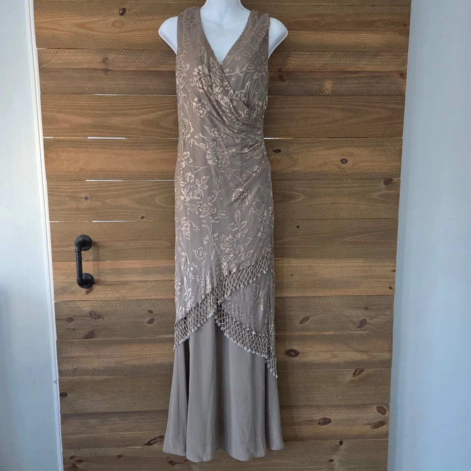 Alex Evenings Mantón con Cuentas Conjunto de 2 Piezas Maxi Vestido Cuello en V Formal Vestido de Noche Talla 14 Foto 2 de 4