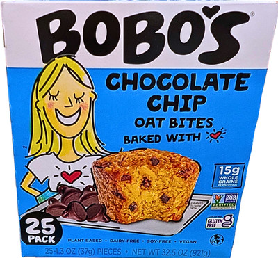 Bobo's Chocolate Chip Oat Bites Gluten Free 25x1.3 Ounce EXP 09/2026