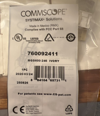 CommScope MGS600-246 SYSTIMAX GigaSPEED X10D Cat6A RJ45 Jack NEW