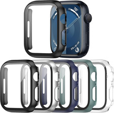 5 Pack Case with Tempered Glass Screen Protector for Apple Watch Series 9 8 7 45