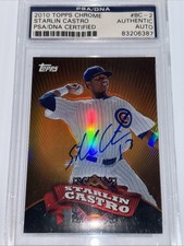 2010 Chrome Target Exclusive Starlin Castro PSA/DNA Auto Rookie RC Card BC-2. rookie card picture