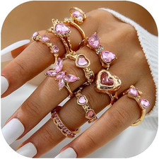 14K Gold Plated Stackable Knuckle Rings Set for Women Trendy Chunky Simulation G