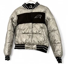 NWT Carolina Panthers Women Med G III 4 Her Silver/Black Puffer Jacket $120 MRSP