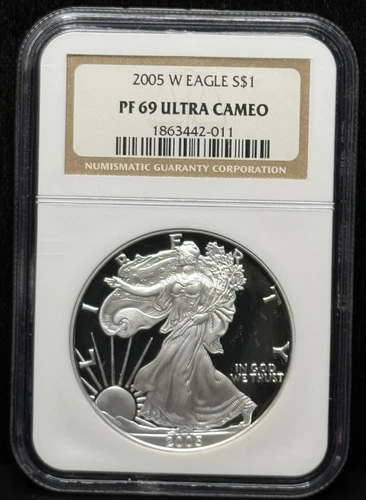 NGC PF69 Ultra Cameo 2005 American Silver Eagle One Dollar Silver Coin -011