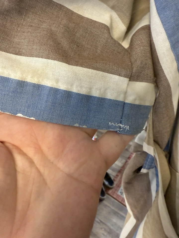 Roupão unissex vintage 100% algodão quimono médio feito nos EUA marrom azul - Imagem 4 de 4