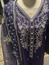 Pakistani Indian Designer Shalwar Kameez Kurta Kaftan Abaya Sari Tunic Dress 3pc