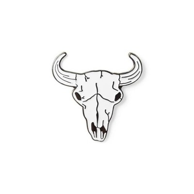 Rinderschädel Emaille Anstecknadel Anstecker/Brosche Rockabilly Western Longhorn Kuh Stier