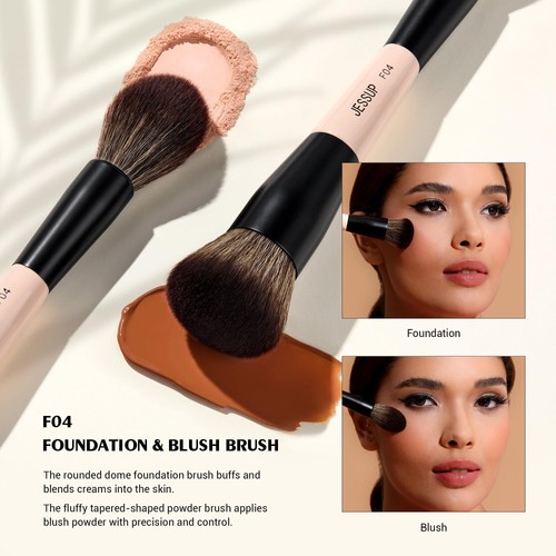 Jessup Face Makeup Brushes 3pcs Double Ended Makeup Brush Set for Foundation ... - Picture 3 of 6