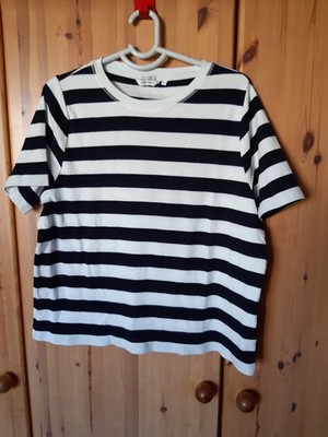 Tom Tailor T Shirt L organic cotton weiß blau gestreift