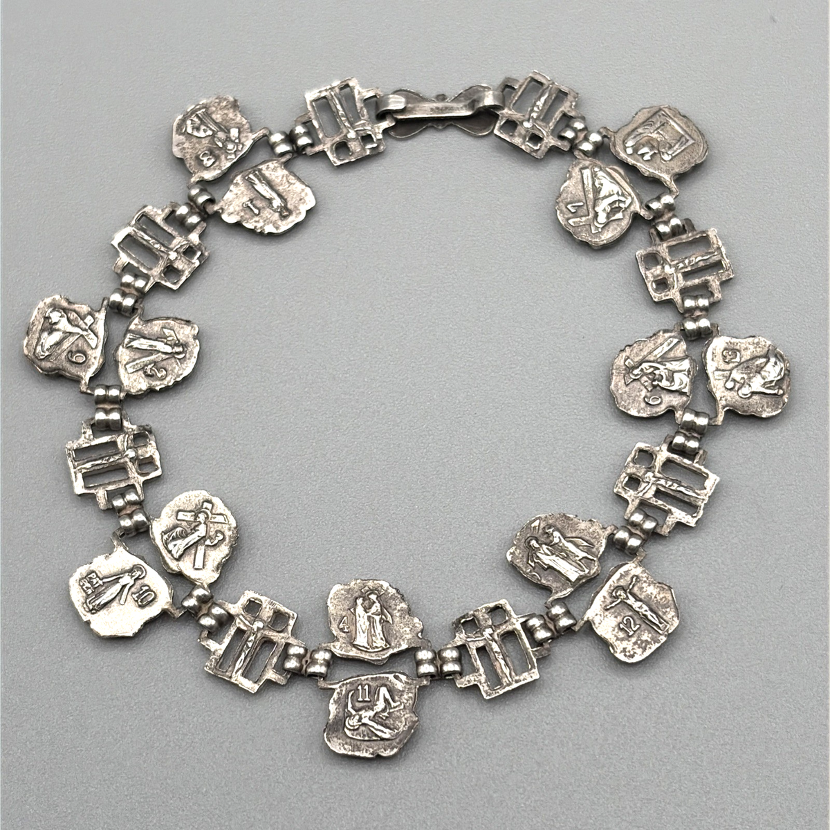 Vintage Mid-Century Silver-Plated Stations of the Cross Reversible
