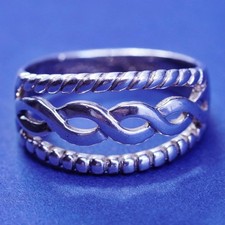 Size 8.25, Sterling silver ring, 925 cable band embossed  friends forever  