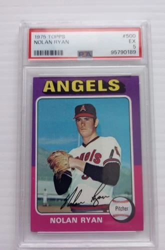 1975 Topps Baseball - Nolan Ryan #500 California Angels  PSA 5 EX Great Color