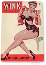 TIN SIGN Wink Whirl Girl Pin-up Metal Décor Wall Art Shop Cave A688