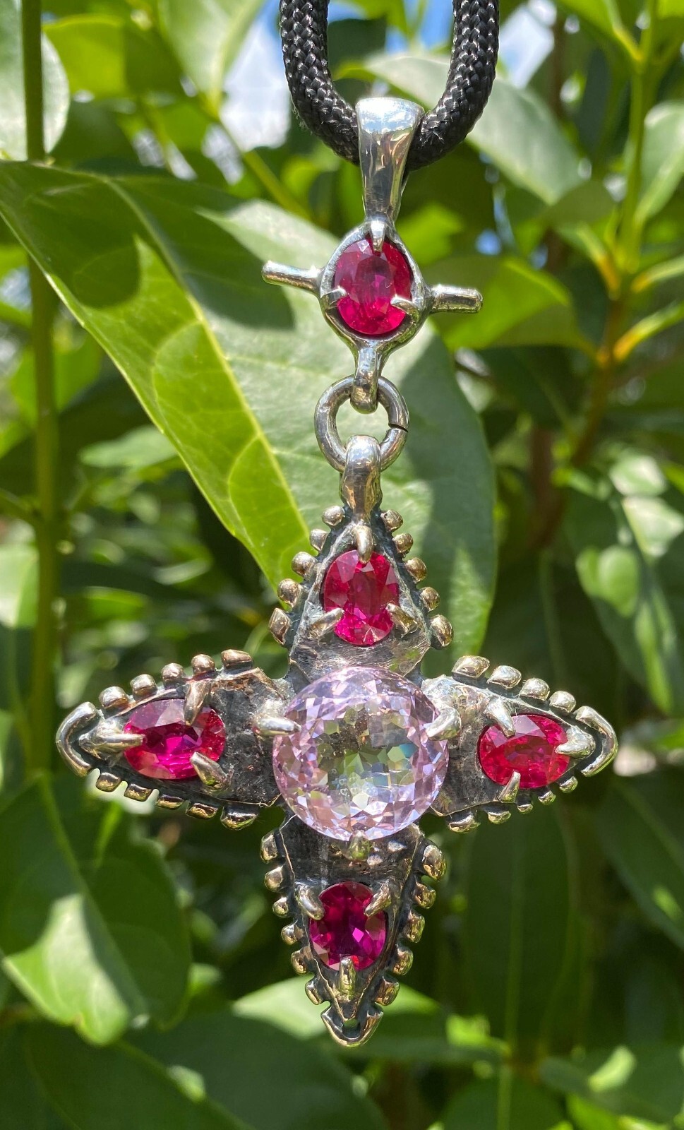 Stunning Ruby and Pink Sapphire Pendant---Made to… - image 1