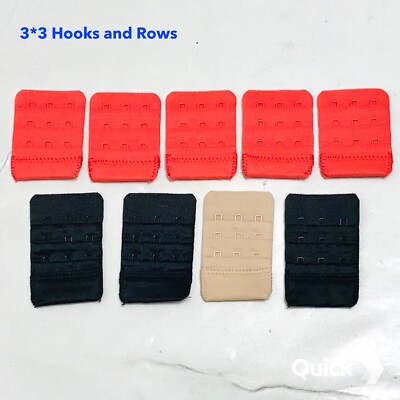 New 9 pcs 3 x 3 Hooks Bra Extension Extender Bra Band Clip On Strap 