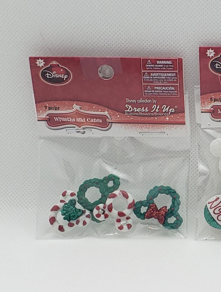 Botones de Navidad Disney Dress It Up Mickey Mouse - PAQUETES ABIERTOS - 12 botones Foto 2 de 4