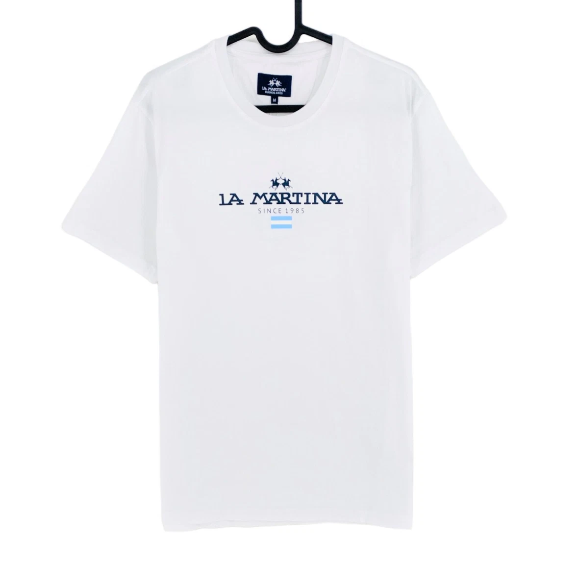 LA MARTINA White Logo Crew Neck T Shirt Size M