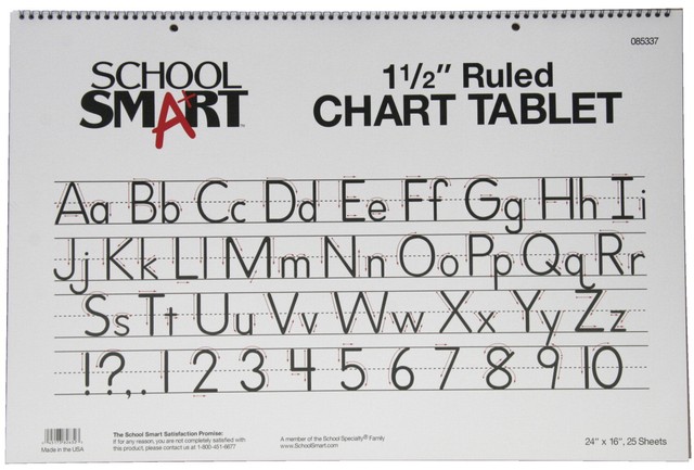 School Smart Chart Paper Pad 24 Inches 1-1/2 Inch Skip Line 25 Sheets ...