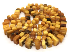 Ancien collier ambre cadeau vintage jaune d'oeuf de la Baltique perles jaunes...