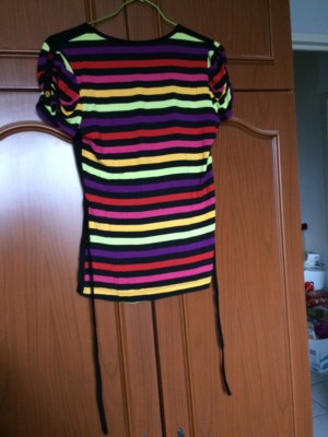 T-shirt Patrice Bréal Rayé Multicolore - Taille 2, Viscose, Manches Courtes, Occasion Très Bon état