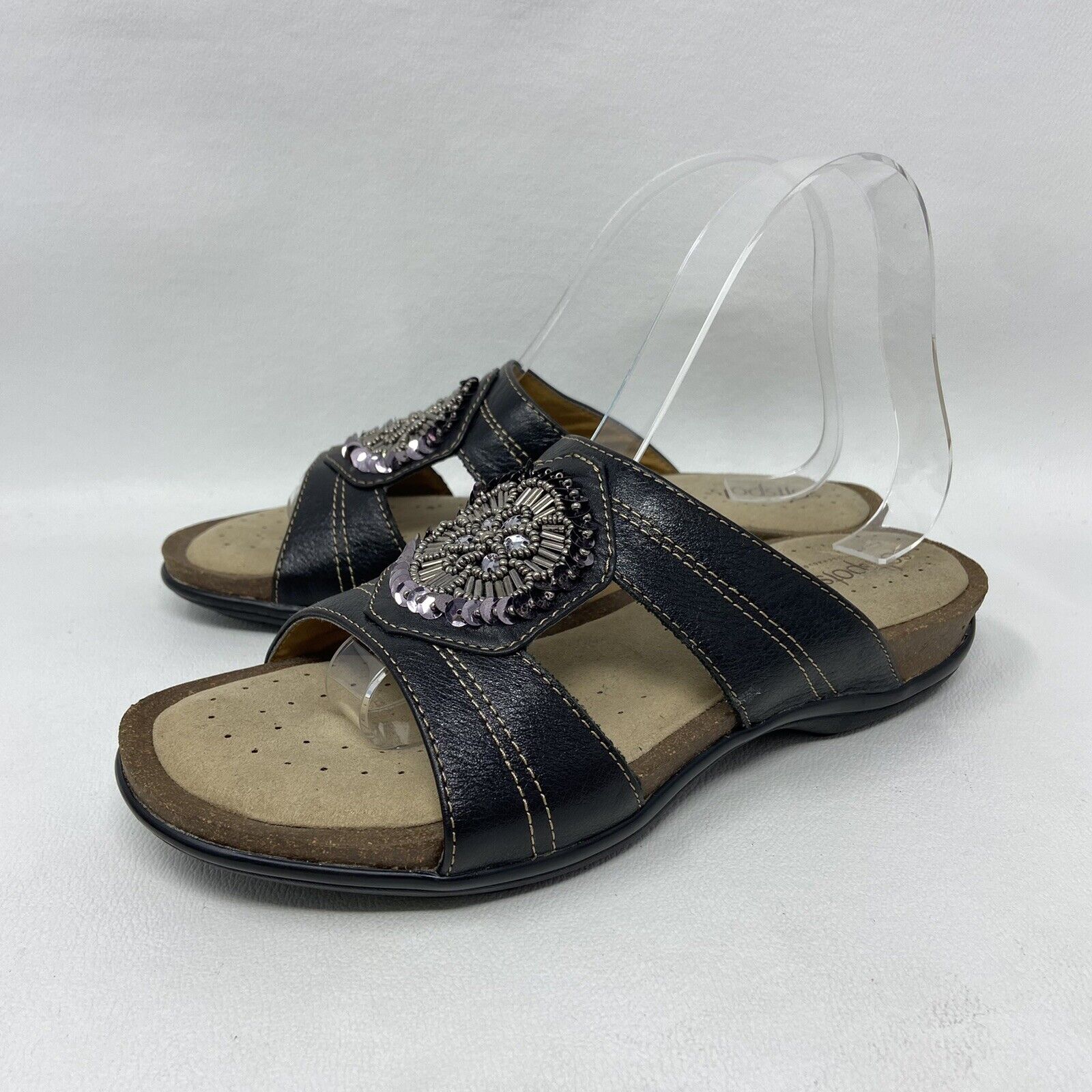 Softspots Footsmart Kory Sandals Black Leather Wo… - image 1