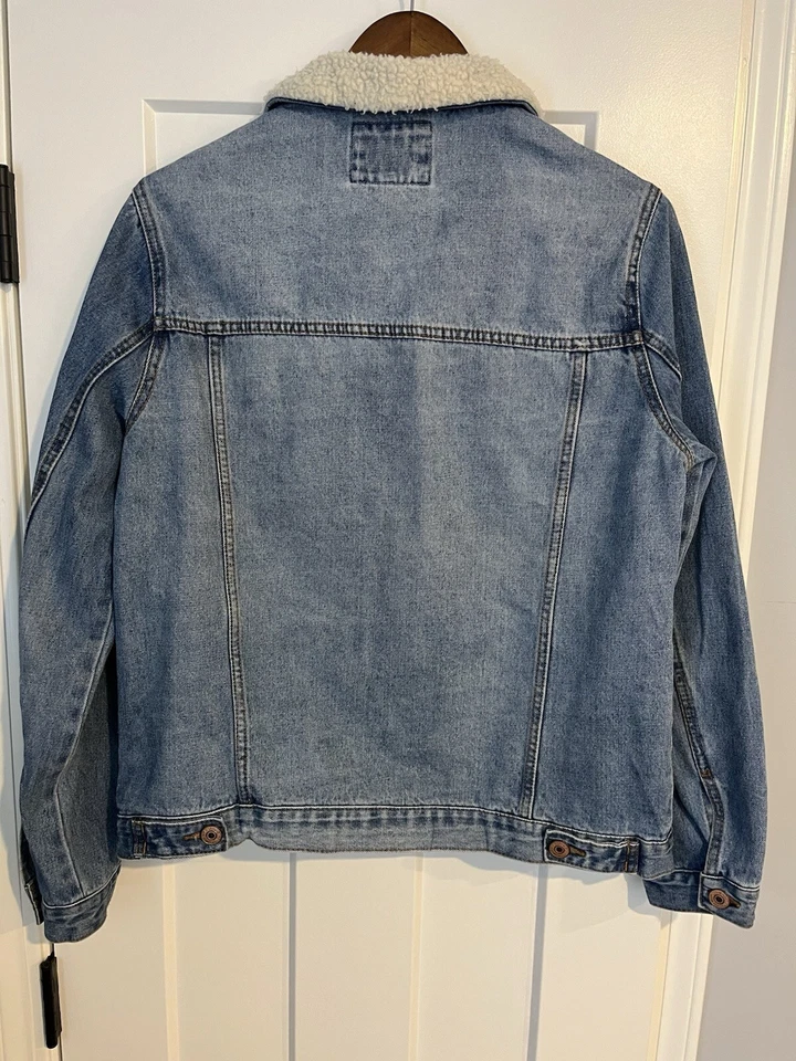 Trucker Jacket Blue Denim Women’s Large Forever 21 Sherpa Collar Farm Western - Image 3 of 4