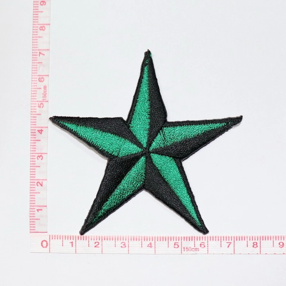 Green Nautical Star patch Artwork Symbol Emblem for DIY Iron on Clothes Jacket - Image 3 of 4