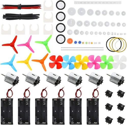 6 Set DC Motors Kit, Mini Electric Motor 1.5-3V 15000RPM with 66 PCS Plastic Gea