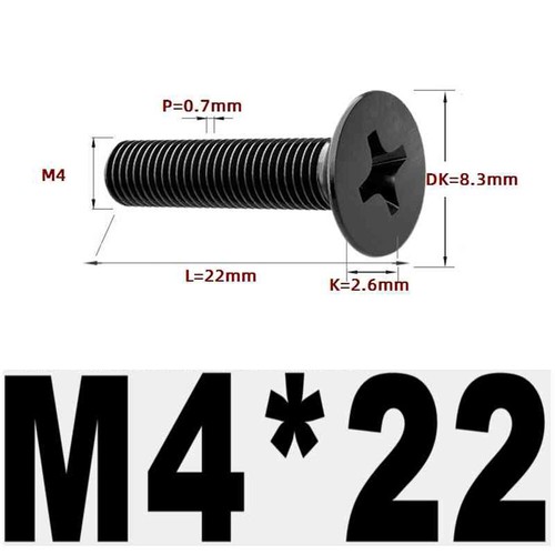 Black 304 Stainless Steel Cross Countersunk Head Screws Flat Head Long Screws - Picture 100 of 202