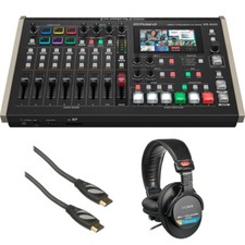 Roland VR-6HD Direct Streaming AV Mixer Bundle with Sony Headphones  Cable KIT