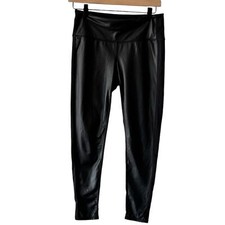 Athleta High Rise Gleam Faux Leather Front Leggings in Size SP Regular Petite 