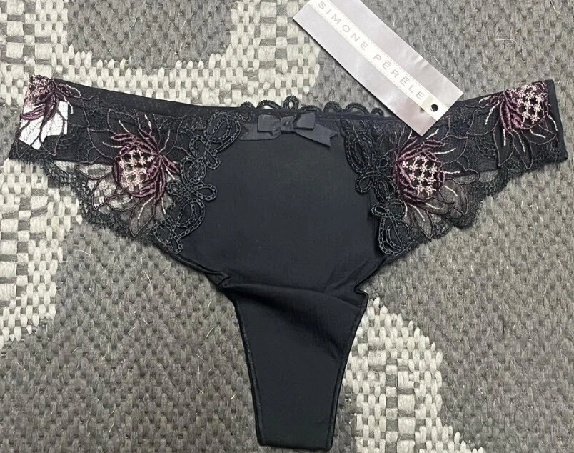 NEU STRING BAGATELLE CREPE GUIPURE SPITZE GR1 (36) SIMONE PÉRÈLE schwarz *095409 - Bild 2 von 4