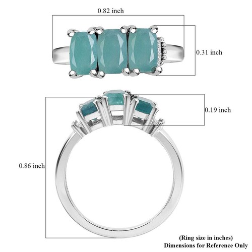 STUNNING!! 1.90ctw Grandidierite & White Diamond Band Ring Rhodium Plated 5 - Picture 6 of 6