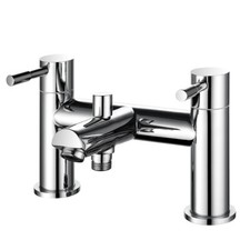 Image of Curved Bath Mixer Taps with Shower Handset & Hose Chrome Coated Brassware