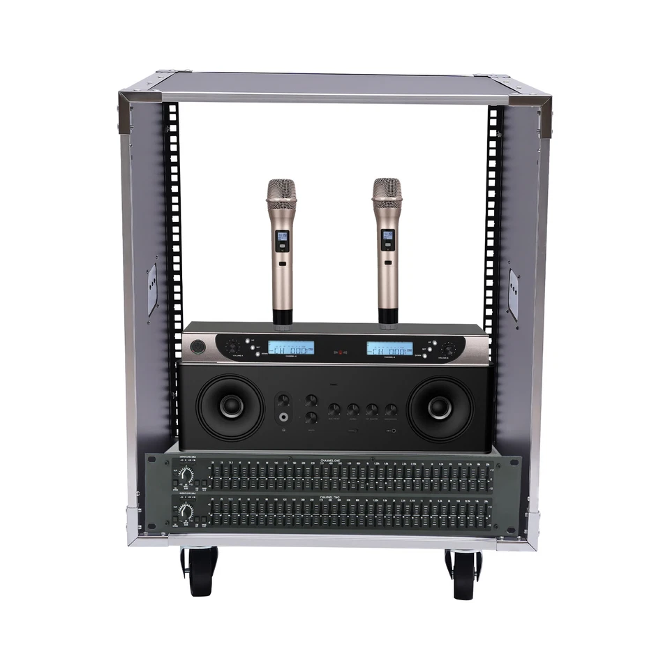 12U Cabinet Rolling Network Rack Audio Studio Video Telecom Equipment Rack Black - Image 4 of 4