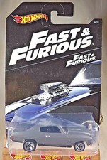 2016 Hot Wheels Fast Furious 4/8 '70 CHEVELLE SS Gray w/Chrome 5 Spoke Wheels