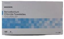 Benzalkonium Chloride Towelettes [Pack of 100] First Aid Antiseptic Wipes, Steri