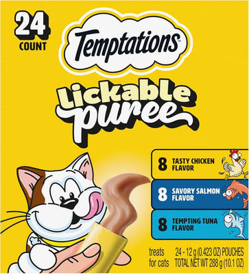 Creamy Puree Squeezable Lickable Cat Treats, Wet Cat Treats with Chicken, Salmon