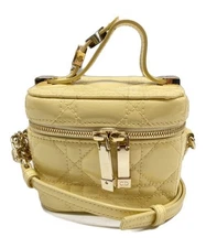 Christian Dior Lady Dior Micro Vanity Bag Yellow Patent Leather Shoulder Bag