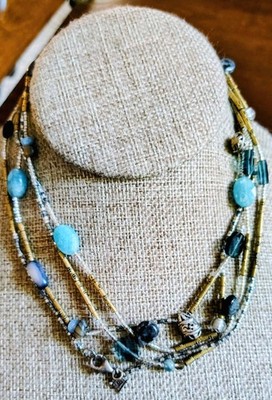Authentic SILPADA ''Olivia''  Necklace Sterling Silver Blue Quartz Kyanite 60''