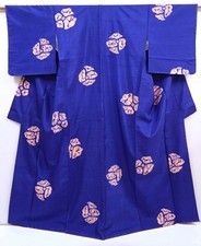 5911T13z780 Vintage Japanese Kimono Silk TSUMUGI Dark lavender