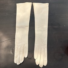Vintage Womens Size M/L 7 White Soft Leather Formal 16" Long Opera Gloves NEW