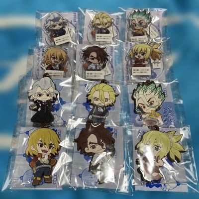 DrSTONE Acrylic Stand Rubber Keychain 12 Piece Set Collectible Bundle