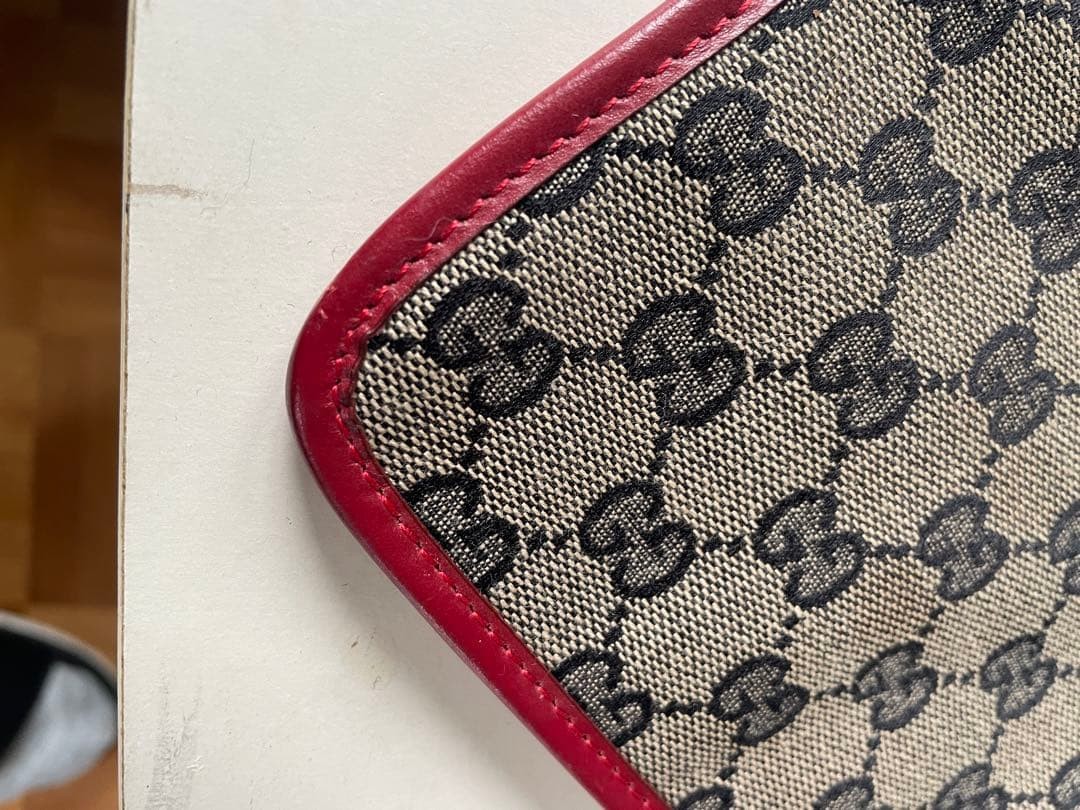 Gucci Logo Canvas Leather Shoulder Bag Red Beige Authentic Fashion Purse thumbnail 5