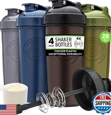 Shaker Bottles + Action Rod 28oz Bulk Protein Shaker Bottle 4-Pack GOMOYO